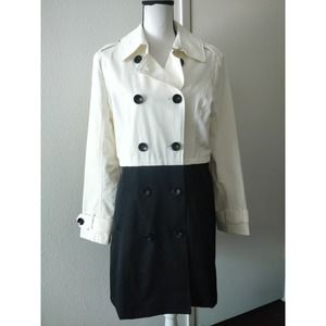 3/$20 Forever 21 Black White Colorblock Peacoat Trench Longline Jacket M